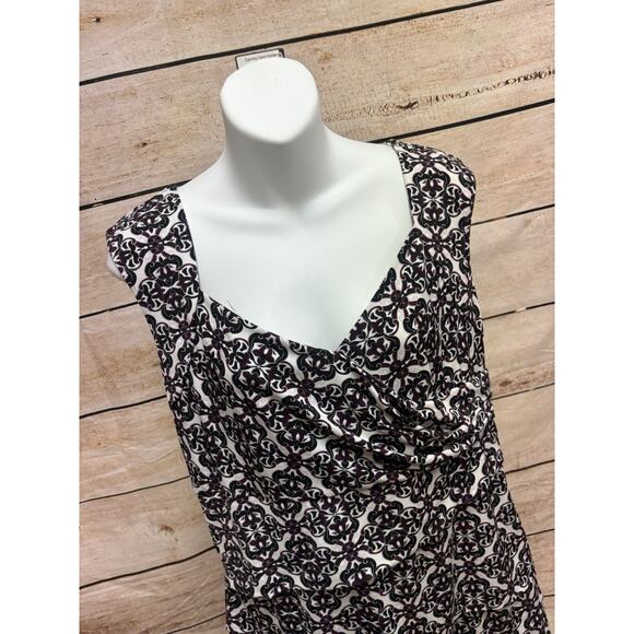 White House Black Market Blouse Womens Size XL Black Purple Career Shirt - Picture 10 of 12